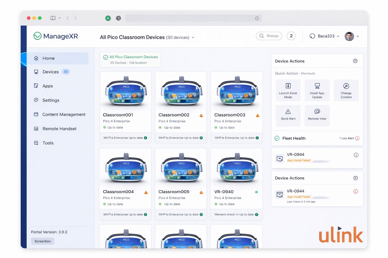 ManagedXR Dashboard